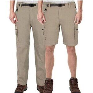 BC Clothing Mens Convertible Stretch Cargo Pants/Shorts, Khaki Tan, XXL X 32